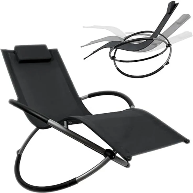 Mucola Schaukelliege Sonnenliege Liegestuhl XXL 200kg belastbar in Anthrazit Faltbar Gartenliege Relaxliege Strandliege Schaukelstuhl Balkonliege Terrassenliege
