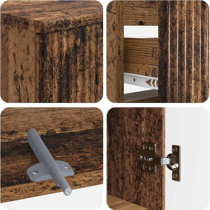 vidaXL 4-teiliges Badezimmer-Schrank-Set ARNHEM Altholz Holzwerkstoff 3417934 – Bild 7