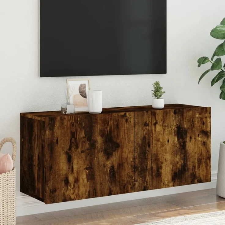 TV-Wandschrank, Fernsehschrank Räuchereiche 100 x 30 x 41 cm – Bild 1