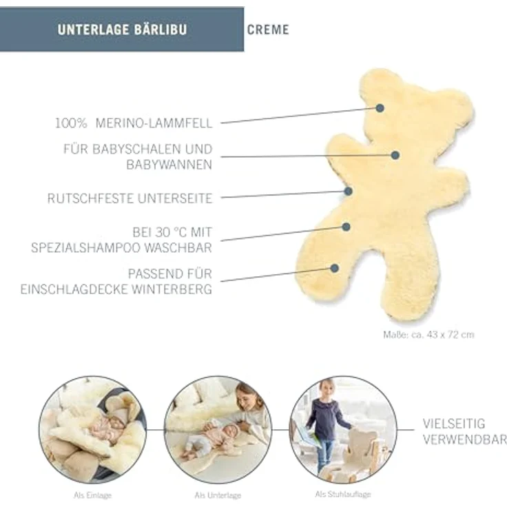 Fellhof Lammfell Babyunterlage BÄRLIBU creme – Bild 3