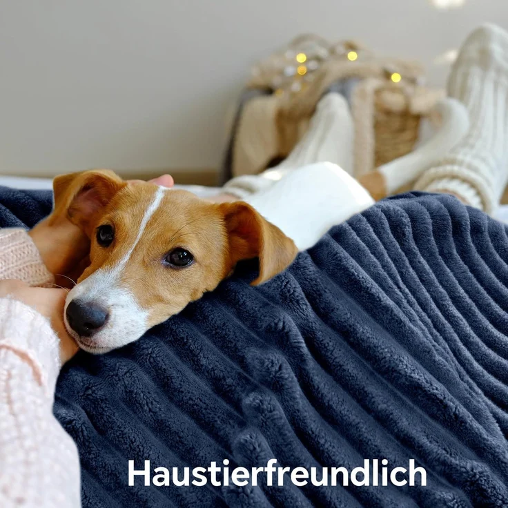 BEDELITE Kuscheldecke Flauschig Decke 150x200 - Dicke XL Sherpa Decken Blau für Couch, warme Cord Kuscheldecken Dunkelblau weiche Fleecedecke Wohndecke als Couch Überwurf für Wohnzimmer – Bild 5