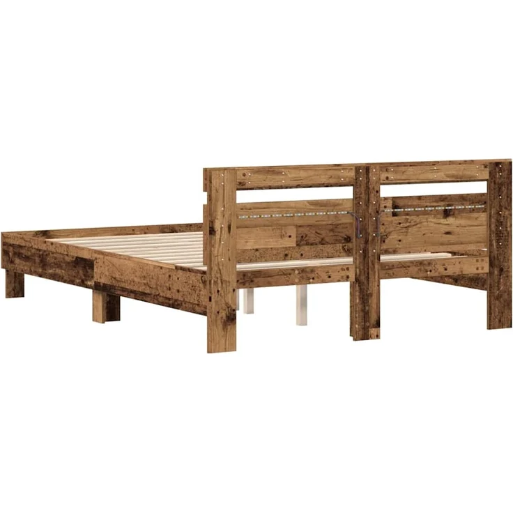 vidaXL Bettgestell mit Kopfteil Altholz 140 x 190 cm Holzwerkstoff 3333951 – Bild 8