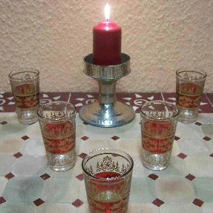 Marrakesch Orient & Mediterran Interior Teeglas 6er-Set marokkanische Teegläser Marrakesch aus verziertem Glas Rot 9cm, 6-tlg, Glas, Handarbeit – Bild 4