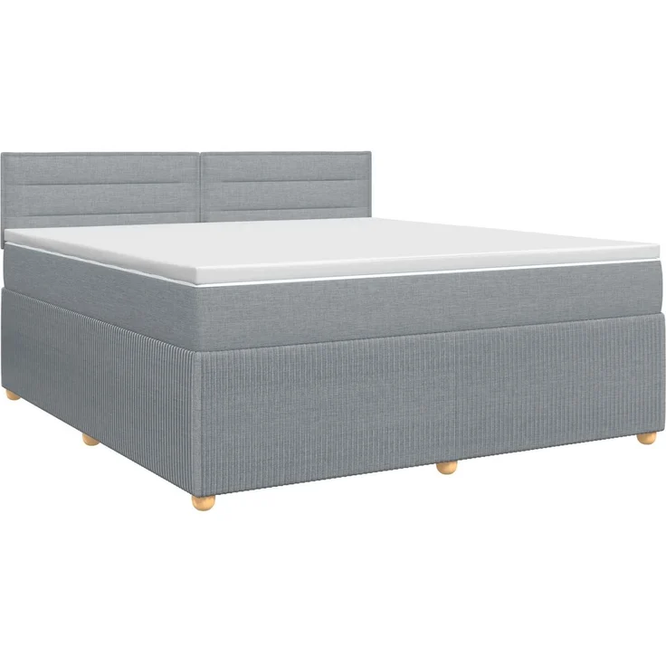vidaXL Boxspringbett mit Matratze Hellgrau 140 x 190 cm Stoff 3451454 – Bild 2