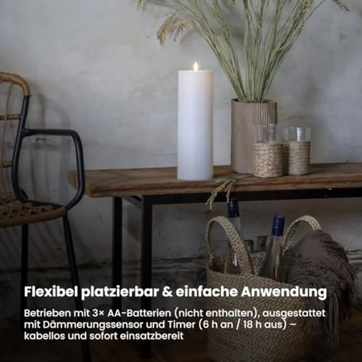LED-Kerze ,Flamme Rak, outdoor, weiß, Dämmerungssensor, 32cm – Bild 3