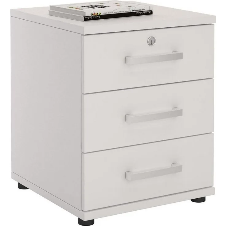 CARO-Möbel Bürocontainer Schreibtischcontainer Büroschrank Toronto, weiß, abschließbar mit 3 Schubladen, 44 x 58 x 45 cm