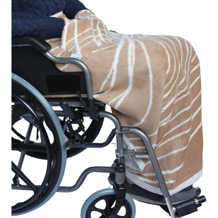 Outdoordecke Rollstuhldecke DECKE für ROLLSTUHL Beindecke Rollstuhlfahrer Kniedecke, Seniori, 4. Braun - Linien – Bild 1