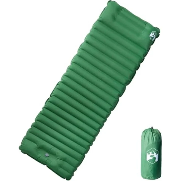 vidaXL Selbstaufblasende Isomatte mit Kissen Grün 4007121 – Bild 1