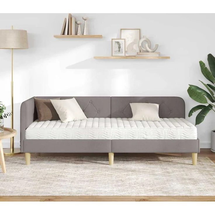 vidaXL Eckbettgestell mit Matratze Taupe 80 x 200 cm Stoff 3394106 – Bild 3