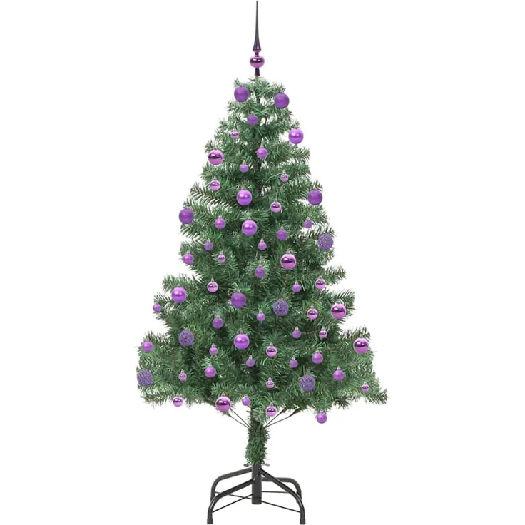vidaXL Weihnachtsbaum mit LED-Beleuchtung Grün 210 cm PVC und Stahl 3396395 – Bild 4