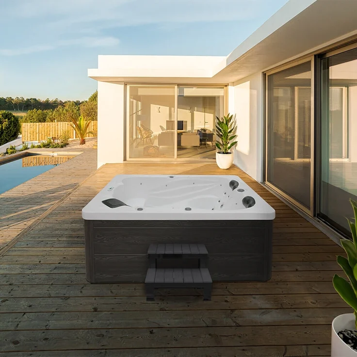 HOME DELUXE Outdoor-Whirlpool 'Sunset', 220 x 156 cm, für 3 Personen, mit Treppe & Thermoabdeckung – Bild 1
