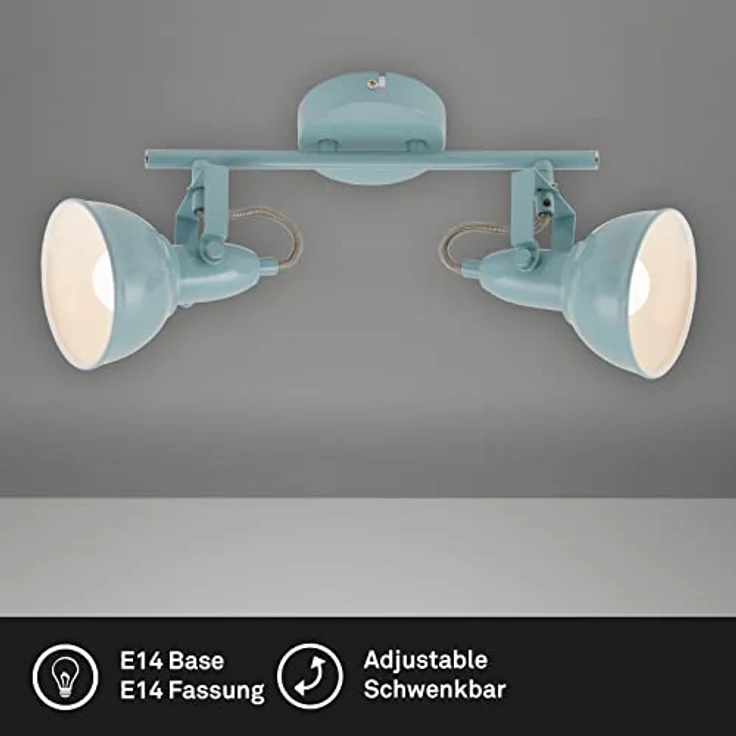 BRILONER - Deckenlampe Vintage schwenkbar, E14 Fassung, max. 40 Watt, Deckenleuchte, Lampe, Wohnzimmerlampe, Schlafzimmerlampe, Küchenlampe, Deckenstrahler, 30,4 x 10 x 18,1 cm, Mint-Weiß – Bild 3