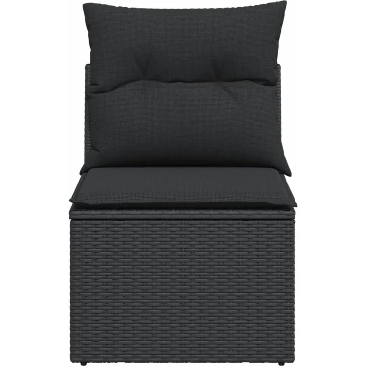 vidaXL Gartensofa ohne Armlehnen mit Kissen Schwarz Poly Rattan 365961 – Bild 3