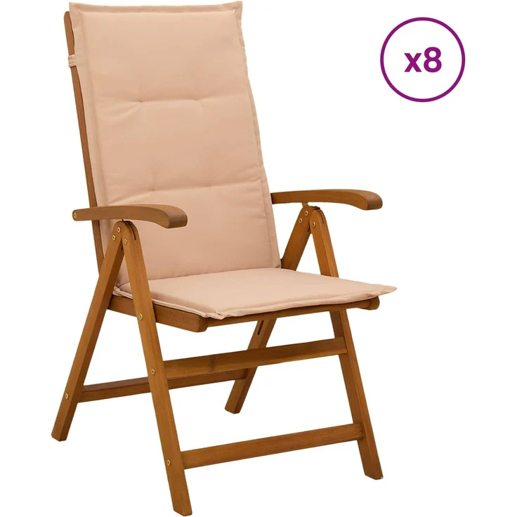 vidaXL Liegestühle für den Garten 8 stk. Natur Massivholz Akazie 3434478 – Bild 1
