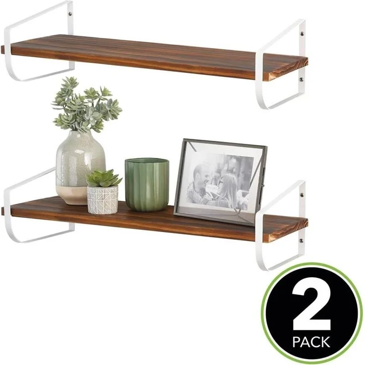 Wandregal Hängeregal Schweberegal langes Holzregal mDesign 2er Set mattweiß – Bild 4