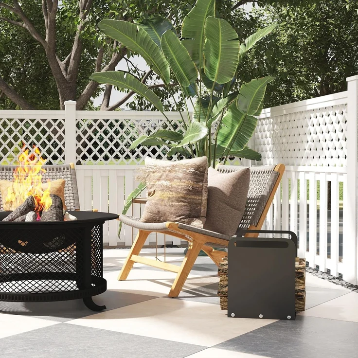 Outsunny Kaminholzregal mit Griffe, BxTxH:36.5x30x90 cm, (Feuerholzregal, 1-St, Brennholzregal), für Outdoor, Indoor, bis 30 kg, Stahl, Schwarz – Bild 7