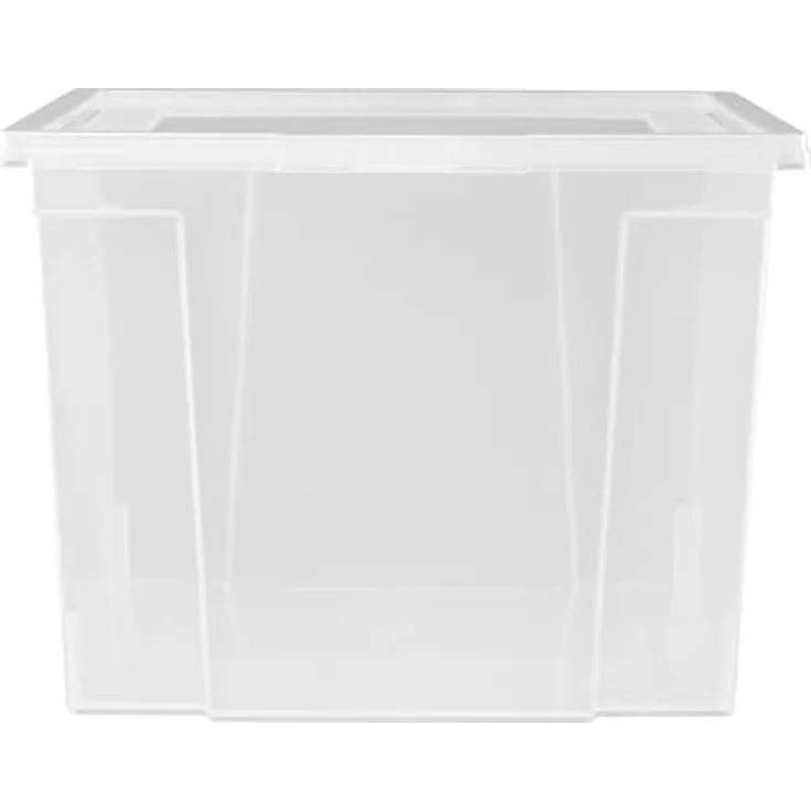 Iris Ohyama Vielseitige Aufbewahrungsbox mit Deckel, Stapelboxen, 30L, 6er-Set, Transparent, Stapelbar, Plastik, Für Schrank, Regale, Organisation, Kleidung, Bettlaken, Plastikbox mit Deckel, USB-M – Bild 4