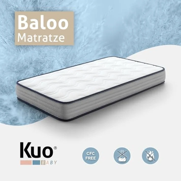 KUO Baby - Baloo Kinderbettmatratze | Schaumstoff- und viskoelastische Matratze | Wendbar, hygienisch und atmungsaktiv | 137x67 cm – Bild 4