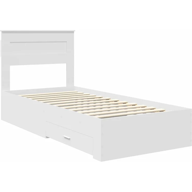 vidaXL Bettrahmen Weiß und Silber 75 x 190 cm Holzwerkstoff 3410043 – Bild 3