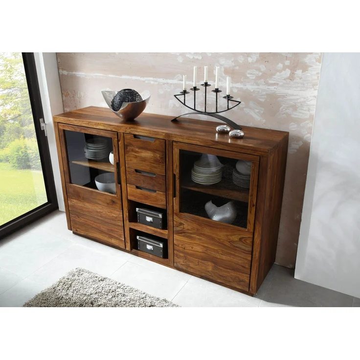 Highboard Sheesham 198x45x125 walnuss lackiert DUKE #113 – Bild 2