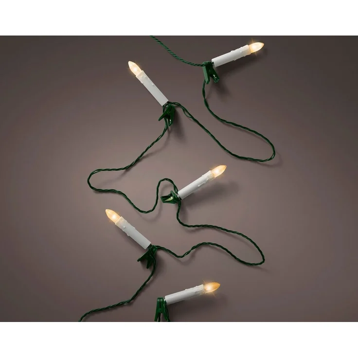 Lumineo LED-Lichterkette Lumineo Kerzen-Lichterkette 30 LED 11,6 m klassisch warm, grünes Kabel, 8h-Timer, Indoor/Outdoor, IP44-Schutz – Bild 3