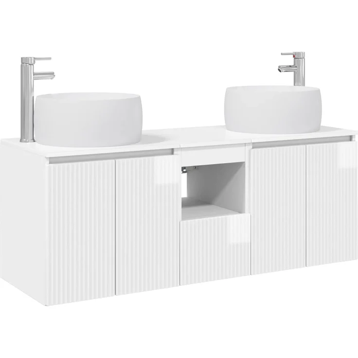 vidaXL Badezimmerschrank-Set 3 stk. Hochglanz Weiß 129 x 44,5 x 80 cm 3405721 – Bild 2