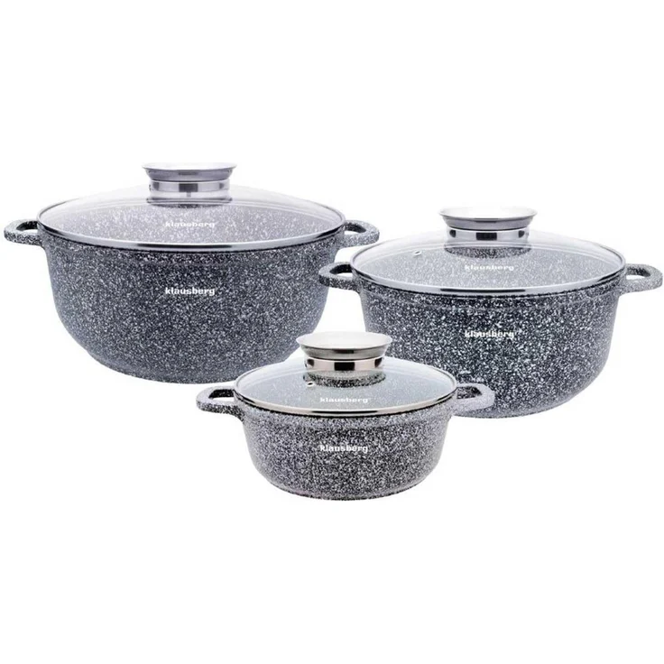 Klausberg Klausberg Set mit 3 Töpfen mit Marmorbeschichtung 2,3 l, 4,5 l, 6,8 l KB7533