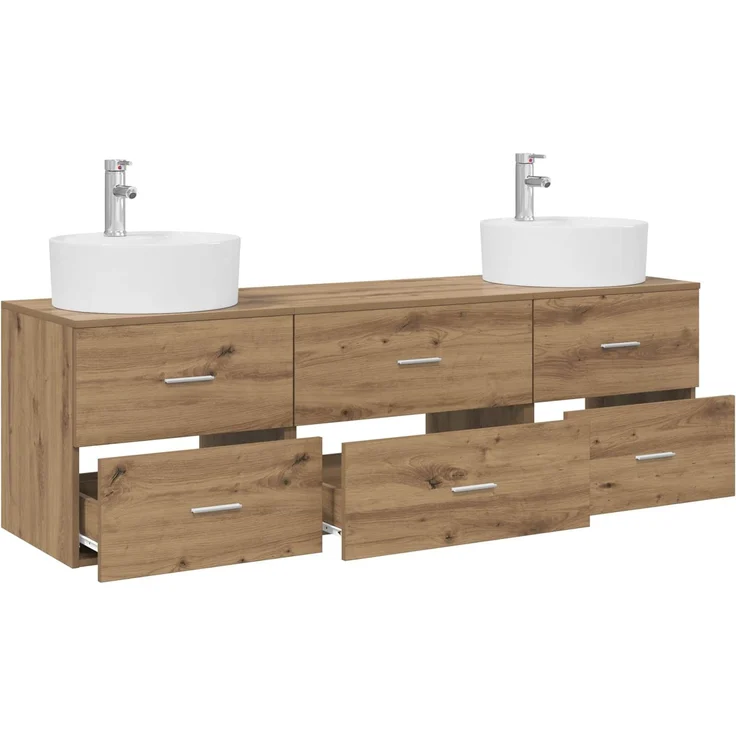 vidaXL Wandmontiertes Badezimmerschrank-Set 3 stk. Artisan-Eiche 3405874 – Bild 3