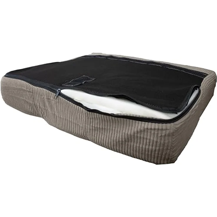 GARDENIA Festes Sofa Bezug aus Samt und Füllung aus Polyester, mit Holzbeinen und abnehmbaren Kissen Joy, Taupe, 130 x 75 x 73 cm – Bild 6