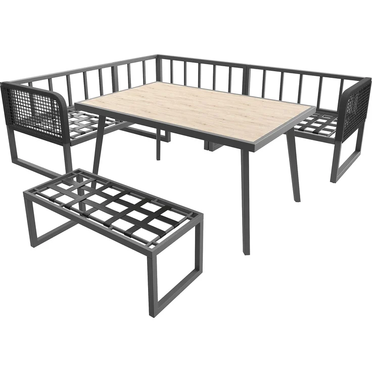 Merax Gartenmöbel Set mit Sitzkissen & Rückenkissen, Garten-Lounge-Set, Garten Loungesessel für 6-8 Personen, SetHandgeflochtene PE-Rattan Polstergruppe, Grau – Bild 8