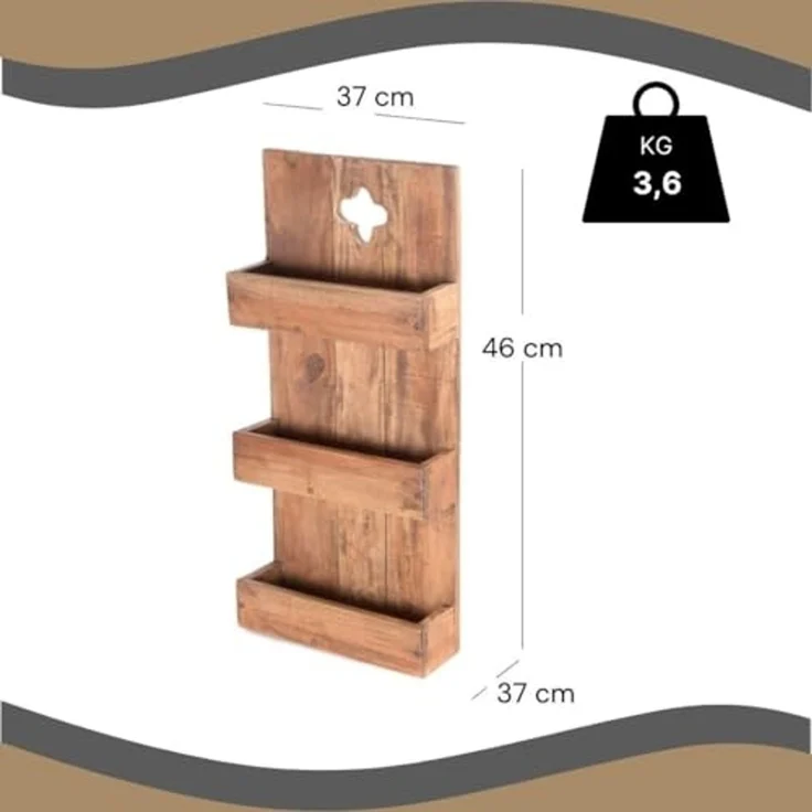DESIGN DELIGHTS Wandregal WANDREGAL "DAYA", Massivholz, 65 cm, Holzregal mit Ablage – Bild 2