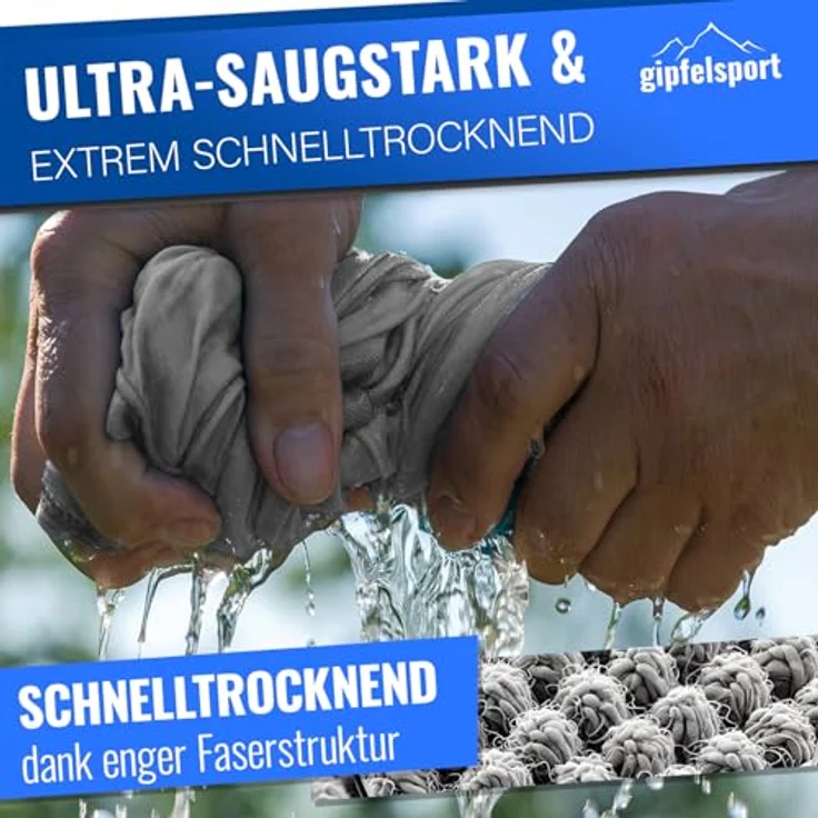 gipfelsport Mikrofaser Handtuch Set - für Sauna, Fitness, Sport I Strandtuch, Sporthandtuch I Grau XL: 180x80 – Bild 5