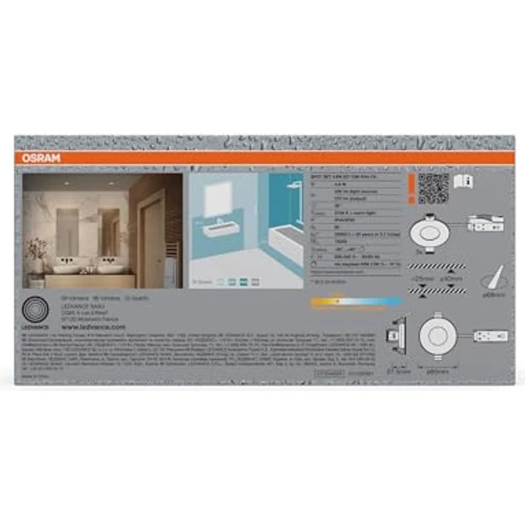 Osram Spot Set LED Einbaustrahler DIM IP44 827 Chrom, 3er Set Badezimmer dimmbar schwenkbar, warmweiß 2700K – Bild 4