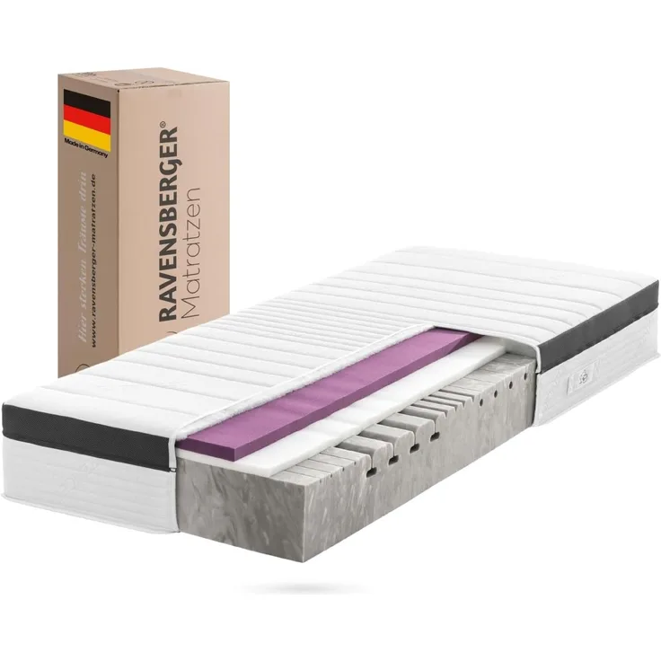 Kaltschaummatratze STRUKTURA-MED GEL, RAVENSBERGER Matratzen, 25 cm hoch, Ergonomisch, 3 Liegeelemente, 7 Zonen, Made in Germany, Tencelbezug
