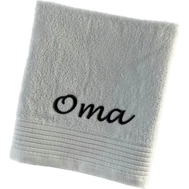Schnoschi Handtuch Handtuch mit Oma oder Opa bestickt Gästehandtuch Duschtuch Badetuch, hochwertige Bestickung mit Oma oder Opa – Bild 2