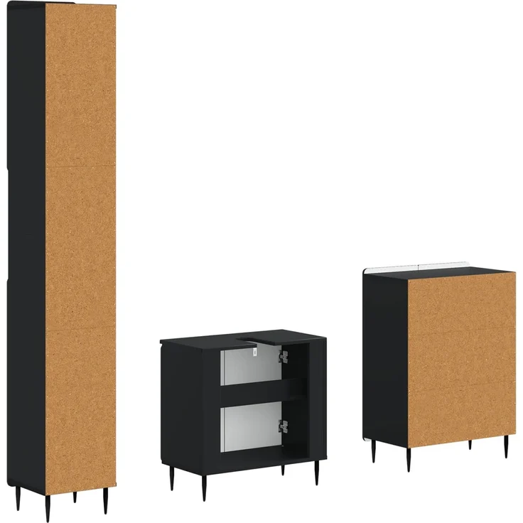 vidaXL 3-teiliges Badezimmer-Schranksystem ZWOLLE Schwarz 3417433 – Bild 6