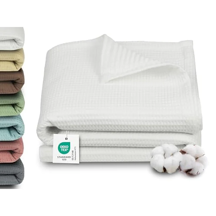 Zollner Kuscheldecke, Weiß, 150x200 cm, Oeko-Tex® Standard 100, 100% Baumwolle, waschbar bis 60°C – Bild 1