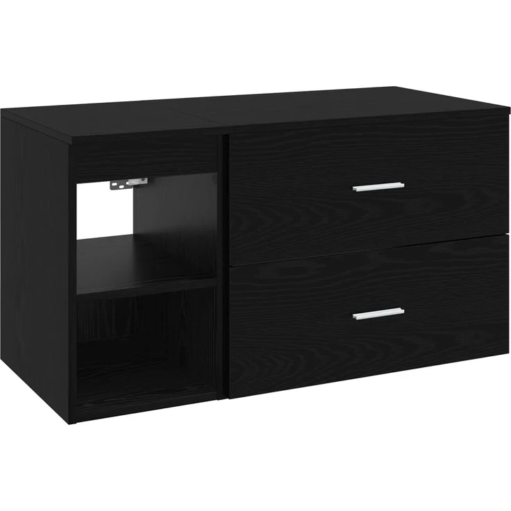 vidaXL Badezimmermöbel-Set zur Wandmontage 2 stk. Schwarz Eichen-Optik 3403937 – Bild 2