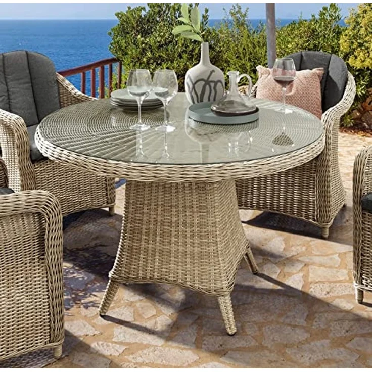 Destiny Gartentisch LUNA (1-St, Ø120x75 cm), (120x75 cm), Aluminium, Polyrattan – Bild 1