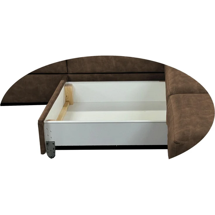 Wohnero24 - Höchste Qualität - Modernes Ecksofa PAVONE 2 - 260x193 cm – Chenille Stoff – Schlaffunktion 190x125 cm & Bettkasten - Dunkelbraun – Bild 4