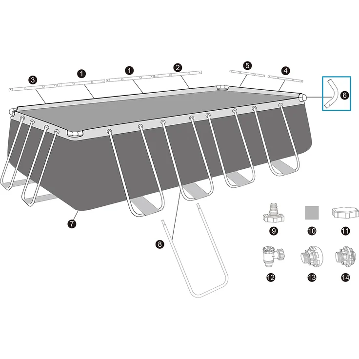 Bestway® Ersatzteil C-Verbinder (verzinkt) für Bestway® APX 365™ Pools (561KA / 561KG / 561KJ), eckig – Bild 2