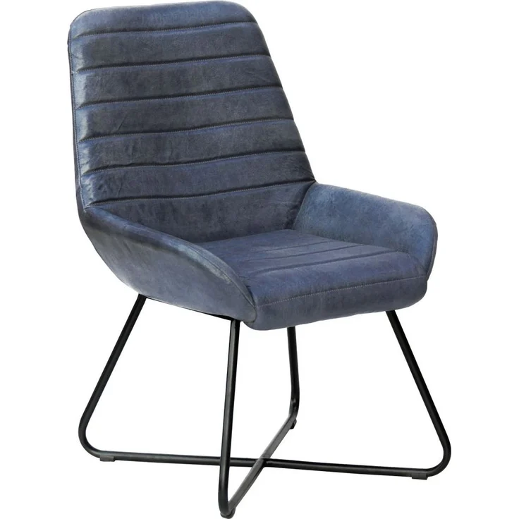Stuhl Echtleder 59x68x93 blau IRON LABEL #15 – Bild 9