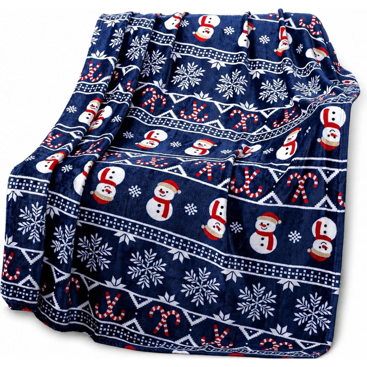 Fleecedecke mit Weihnachtsmotiv für Sofa und Bett Mehrfarbig 70 x 100 cm – Bild 1