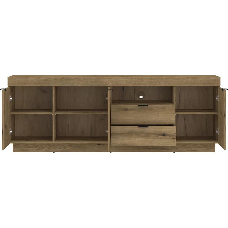 Wohnwand >Delamar< (3-teilig) in Coast Evoke Eiche Dekor - 266x165x40 (BxHxT) – Bild 6