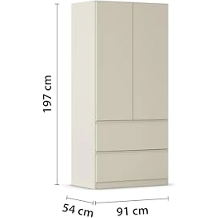 rauch Drehtürenschrank Kleiderschrank Schrank Garderobe COSTA in den Breiten 91/136/181 cm (in 3 Ausstattungen BASIC/CLASSIC/PREMIUM) viel Platz, grifflose Front und Push-to-Open Funktion MADE IN GERMANY – Bild 3