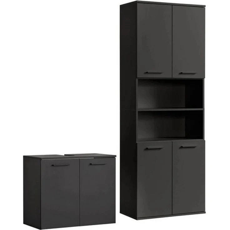 mokebo Badmöbel-Set Der Steuermann, (2-teilig), Unterschrank & Beistellschrank fürs Bad in Schwarz – Bild 4