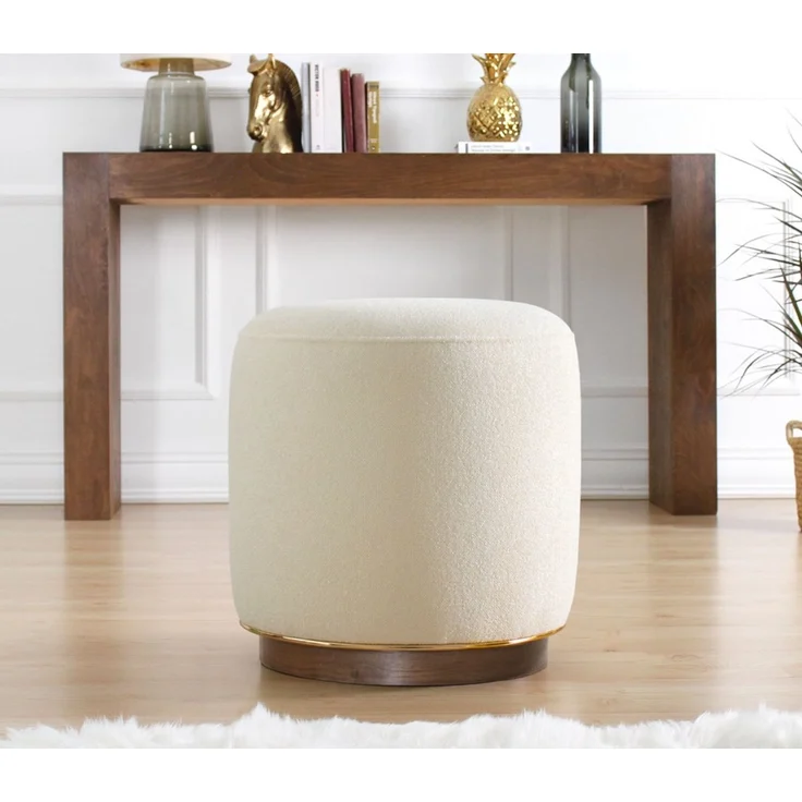 Hanah Home 'Zeone - Cream' Pouffe, Creme, 42 x 43 x 42 cm – Bild 2
