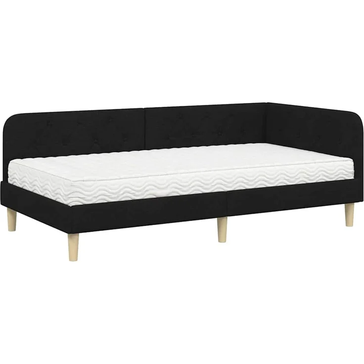 vidaXL Eckbettgestell Schwarz 100 x 200 cm Stoff 3394127 – Bild 1