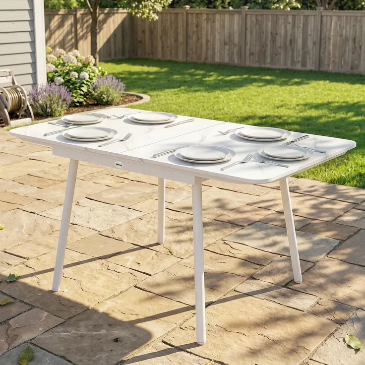 Gartentisch für 6 Personen, rechteckig, 140 x 80 cm, mit WPC-Tischplatte – Bild 10