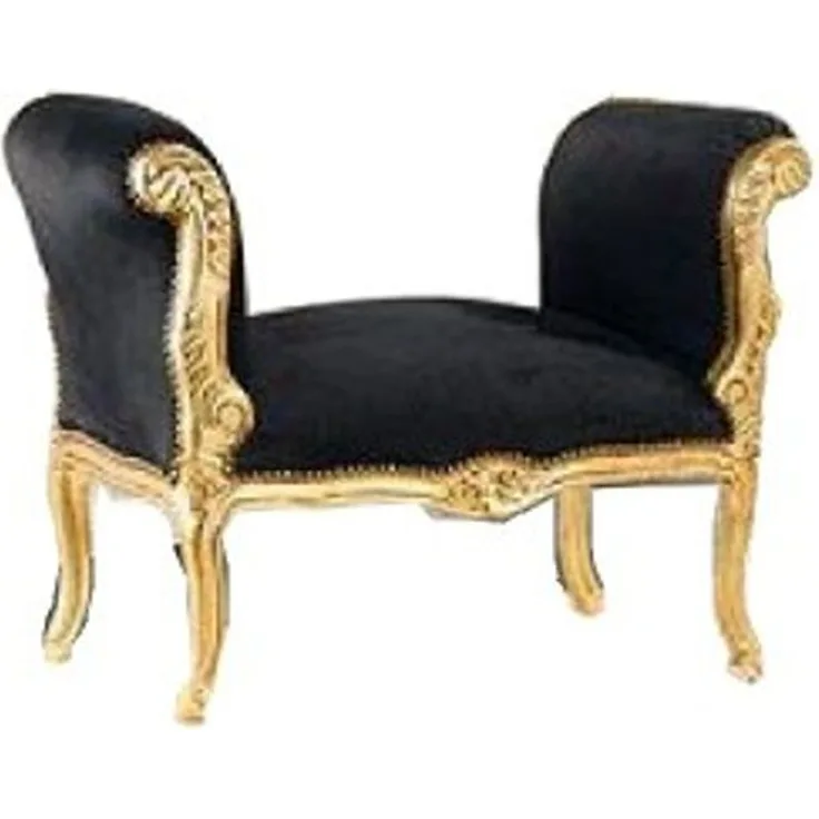 Casa Padrino Hocker Barock Schemel Hocker Schwarz / Gold - Sitzbank